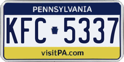 PA license plate KFC5337
