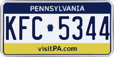 PA license plate KFC5344