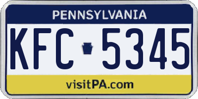PA license plate KFC5345