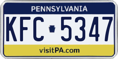 PA license plate KFC5347