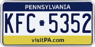 PA license plate KFC5352