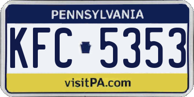 PA license plate KFC5353