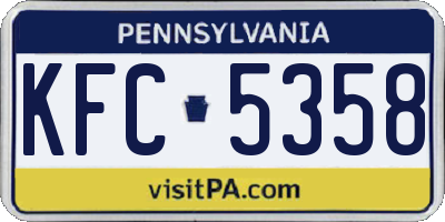 PA license plate KFC5358