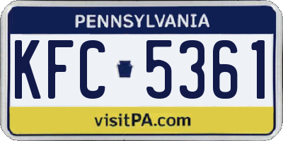 PA license plate KFC5361