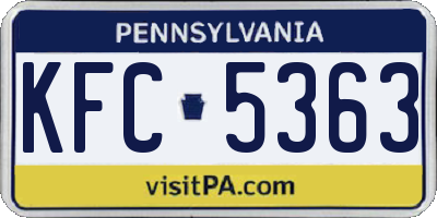 PA license plate KFC5363