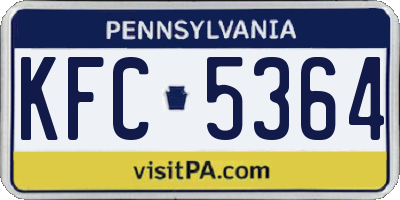 PA license plate KFC5364