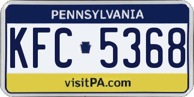 PA license plate KFC5368