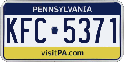 PA license plate KFC5371
