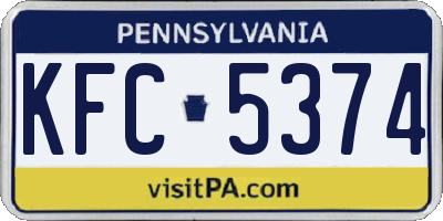 PA license plate KFC5374