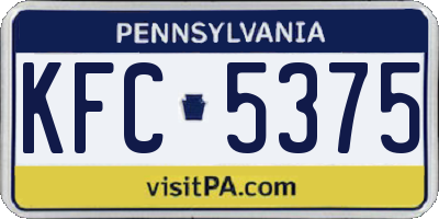 PA license plate KFC5375