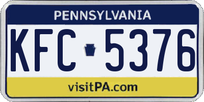 PA license plate KFC5376