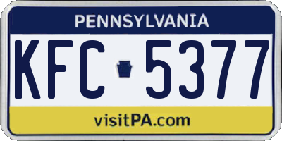 PA license plate KFC5377