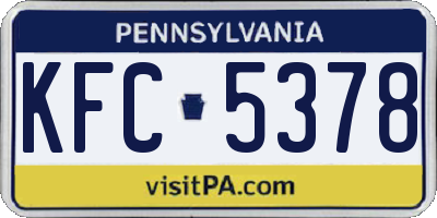 PA license plate KFC5378