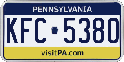 PA license plate KFC5380