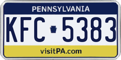 PA license plate KFC5383