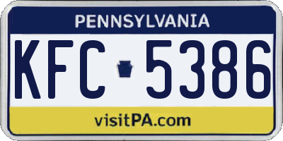 PA license plate KFC5386