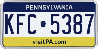 PA license plate KFC5387