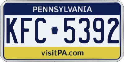 PA license plate KFC5392