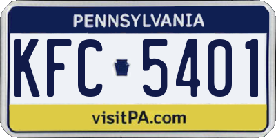 PA license plate KFC5401