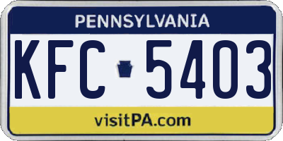 PA license plate KFC5403