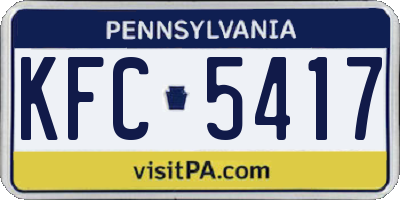 PA license plate KFC5417