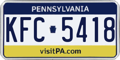 PA license plate KFC5418