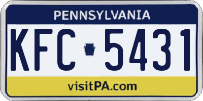 PA license plate KFC5431