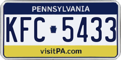 PA license plate KFC5433