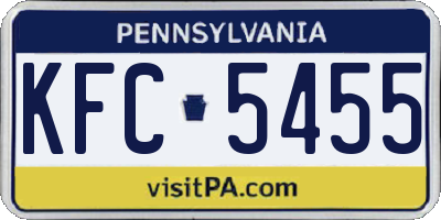 PA license plate KFC5455