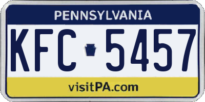 PA license plate KFC5457