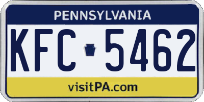 PA license plate KFC5462