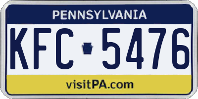 PA license plate KFC5476