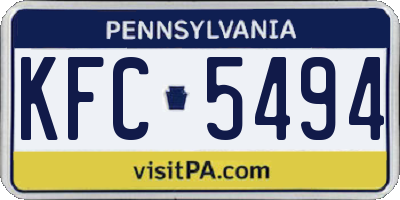 PA license plate KFC5494