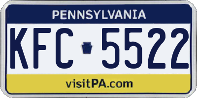 PA license plate KFC5522