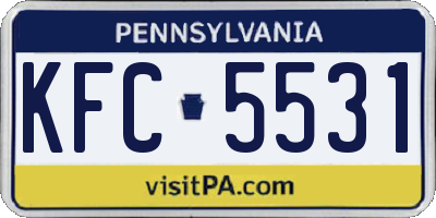PA license plate KFC5531