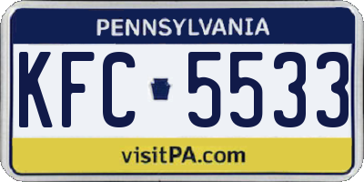 PA license plate KFC5533