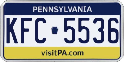 PA license plate KFC5536