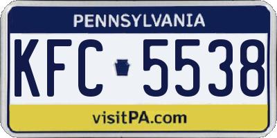 PA license plate KFC5538