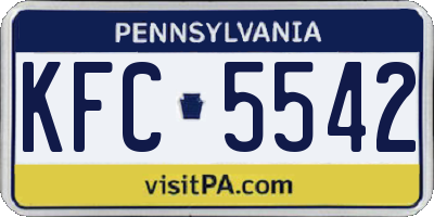 PA license plate KFC5542