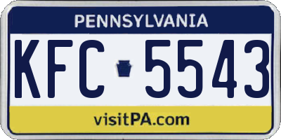 PA license plate KFC5543