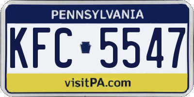 PA license plate KFC5547
