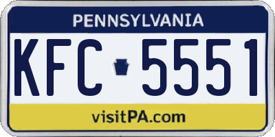 PA license plate KFC5551