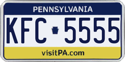 PA license plate KFC5555