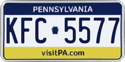 PA license plate KFC5577