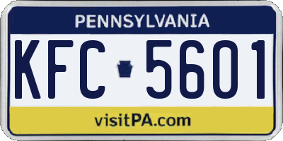 PA license plate KFC5601