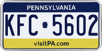 PA license plate KFC5602