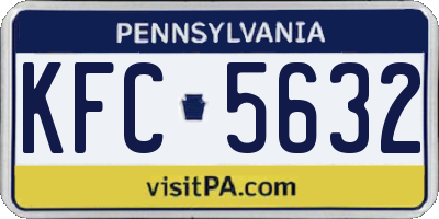 PA license plate KFC5632