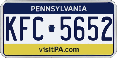 PA license plate KFC5652