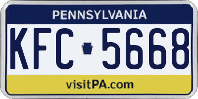 PA license plate KFC5668