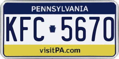 PA license plate KFC5670